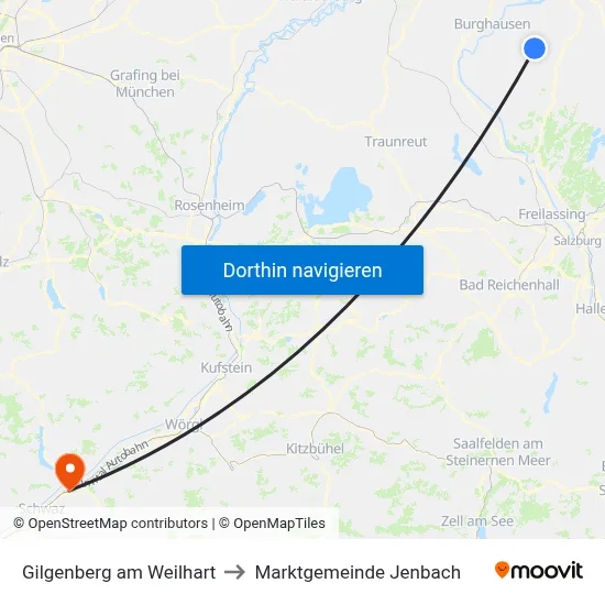 Gilgenberg am Weilhart to Marktgemeinde Jenbach map