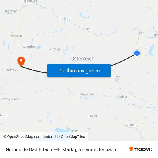 Gemeinde Bad Erlach to Marktgemeinde Jenbach map