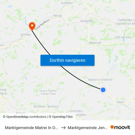 Marktgemeinde Matrei In Osttirol to Marktgemeinde Jenbach map