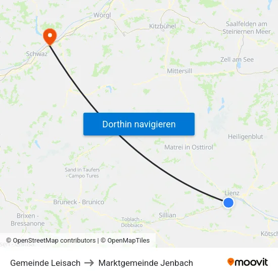 Gemeinde Leisach to Marktgemeinde Jenbach map