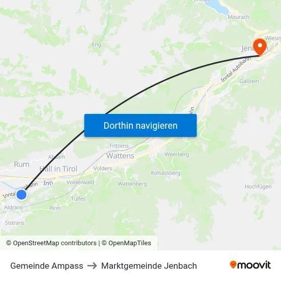 Gemeinde Ampass to Marktgemeinde Jenbach map