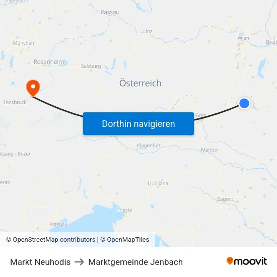 Markt Neuhodis to Marktgemeinde Jenbach map