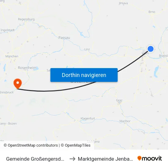 Gemeinde Großengersdorf to Marktgemeinde Jenbach map