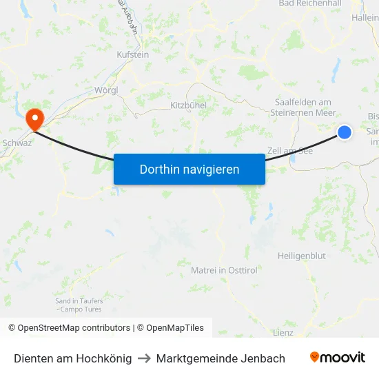 Dienten am Hochkönig to Marktgemeinde Jenbach map