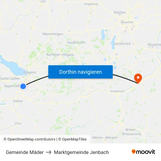 Gemeinde Mäder to Marktgemeinde Jenbach map
