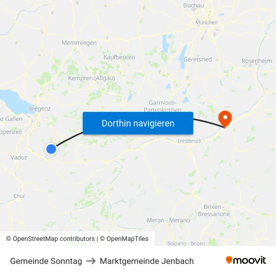 Gemeinde Sonntag to Marktgemeinde Jenbach map