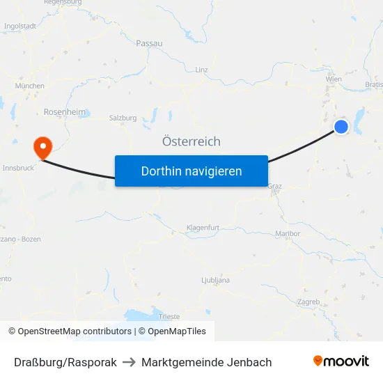 Draßburg/Rasporak to Marktgemeinde Jenbach map