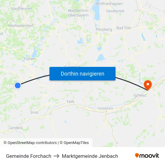 Gemeinde Forchach to Marktgemeinde Jenbach map