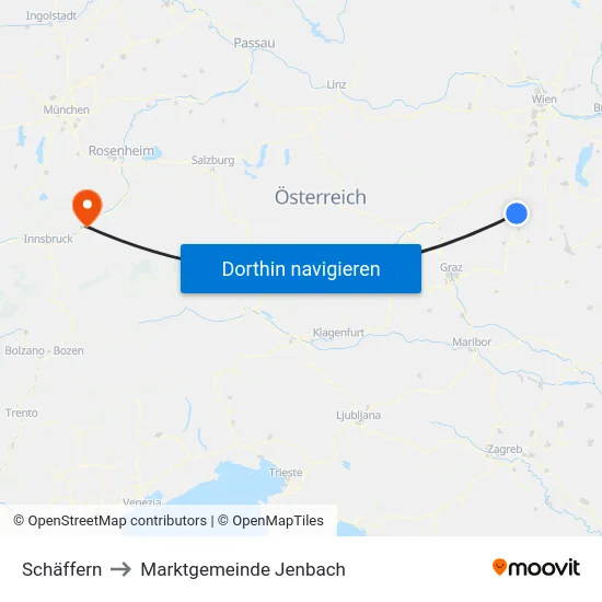Schäffern to Marktgemeinde Jenbach map