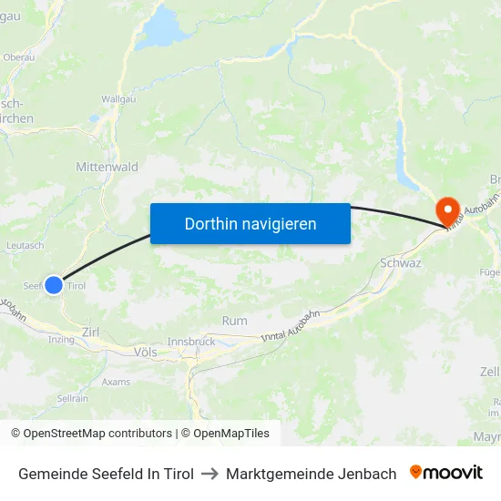 Gemeinde Seefeld In Tirol to Marktgemeinde Jenbach map