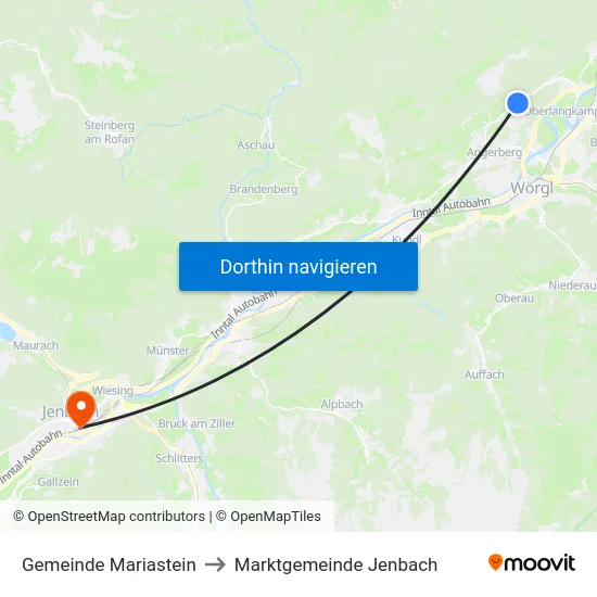 Gemeinde Mariastein to Marktgemeinde Jenbach map