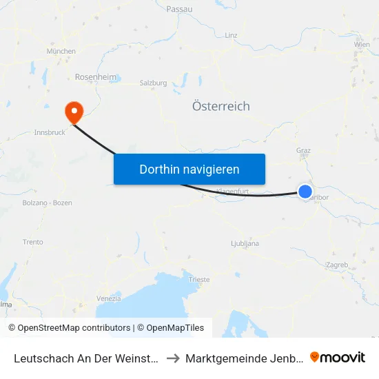 Leutschach An Der Weinstraße to Marktgemeinde Jenbach map