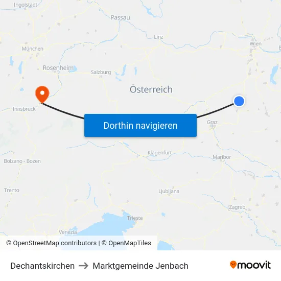 Dechantskirchen to Marktgemeinde Jenbach map
