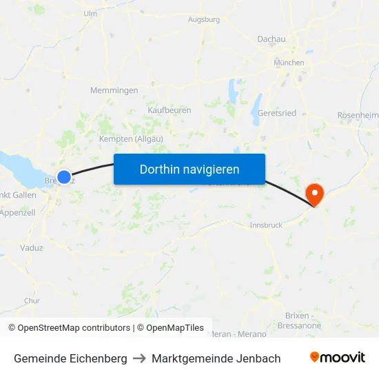 Gemeinde Eichenberg to Marktgemeinde Jenbach map