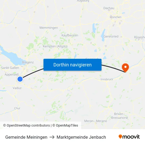 Gemeinde Meiningen to Marktgemeinde Jenbach map