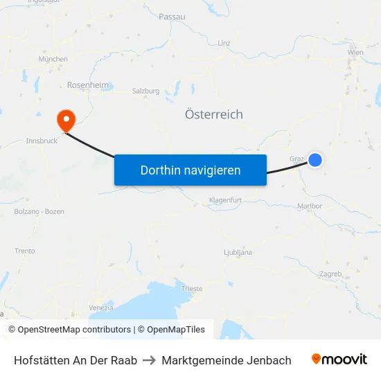 Hofstätten An Der Raab to Marktgemeinde Jenbach map
