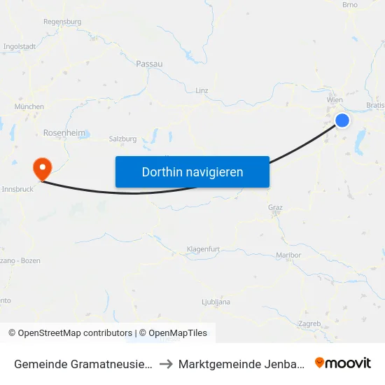 Gemeinde Gramatneusiedl to Marktgemeinde Jenbach map