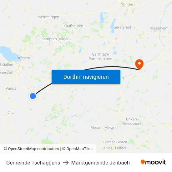 Gemeinde Tschagguns to Marktgemeinde Jenbach map