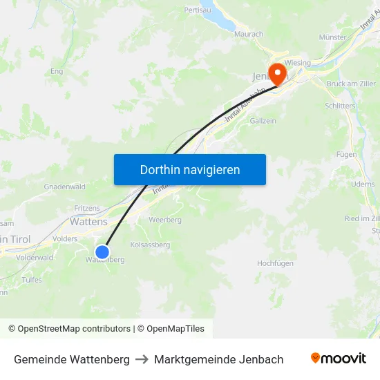 Gemeinde Wattenberg to Marktgemeinde Jenbach map