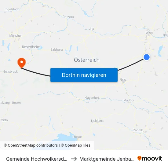 Gemeinde Hochwolkersdorf to Marktgemeinde Jenbach map