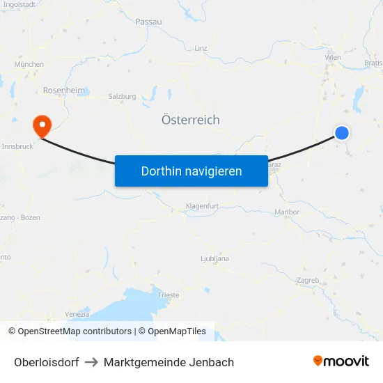 Oberloisdorf to Marktgemeinde Jenbach map