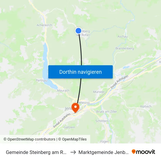Gemeinde Steinberg am Rofan to Marktgemeinde Jenbach map