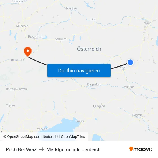 Puch Bei Weiz to Marktgemeinde Jenbach map