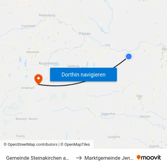 Gemeinde Steinakirchen am Forst to Marktgemeinde Jenbach map