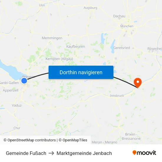 Gemeinde Fußach to Marktgemeinde Jenbach map