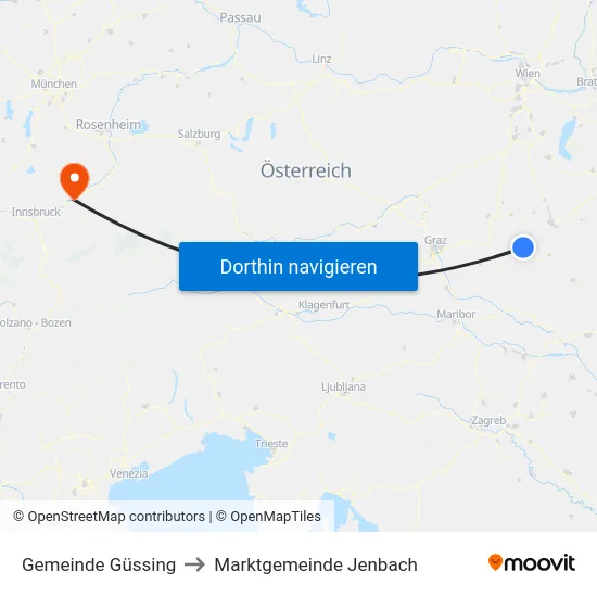 Gemeinde Güssing to Marktgemeinde Jenbach map