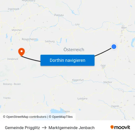 Gemeinde Prigglitz to Marktgemeinde Jenbach map