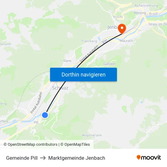 Gemeinde Pill to Marktgemeinde Jenbach map