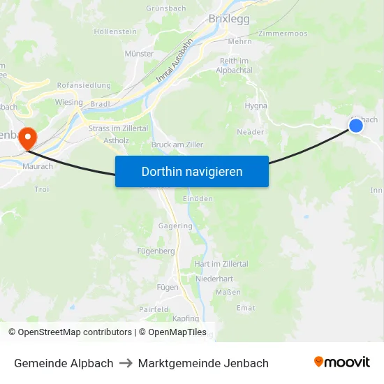 Gemeinde Alpbach to Marktgemeinde Jenbach map
