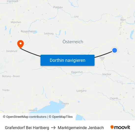 Grafendorf Bei Hartberg to Marktgemeinde Jenbach map