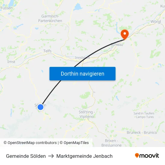 Gemeinde Sölden to Marktgemeinde Jenbach map