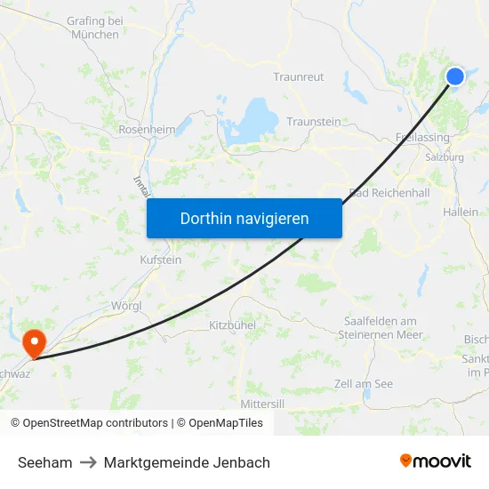 Seeham to Marktgemeinde Jenbach map