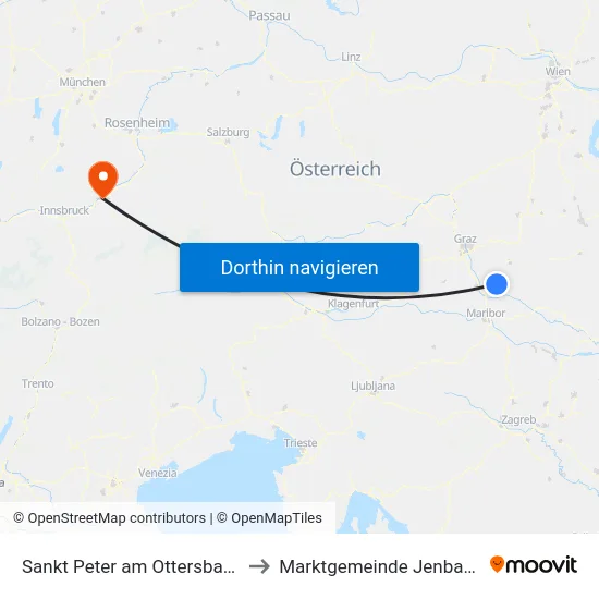 Sankt Peter am Ottersbach to Marktgemeinde Jenbach map