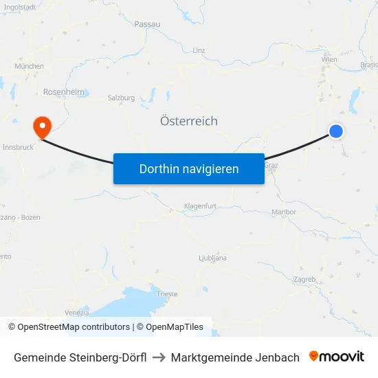 Gemeinde Steinberg-Dörfl to Marktgemeinde Jenbach map