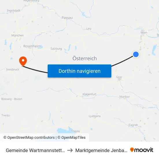 Gemeinde Wartmannstetten to Marktgemeinde Jenbach map