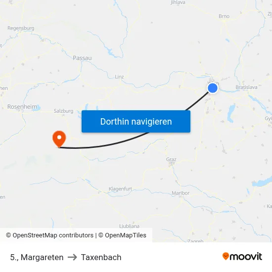 5., Margareten to Taxenbach map