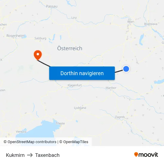 Kukmirn to Taxenbach map