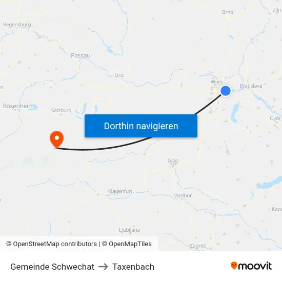 Gemeinde Schwechat to Taxenbach map
