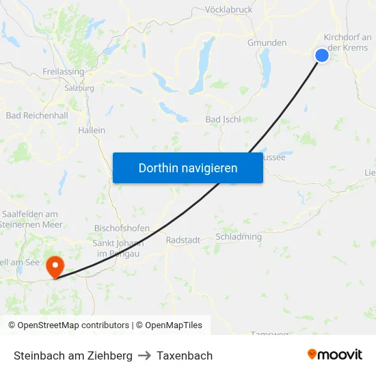 Steinbach am Ziehberg to Taxenbach map