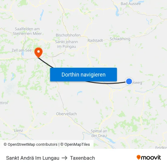 Sankt Andrä Im Lungau to Taxenbach map