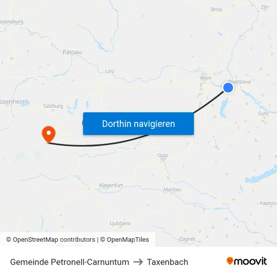 Gemeinde Petronell-Carnuntum to Taxenbach map