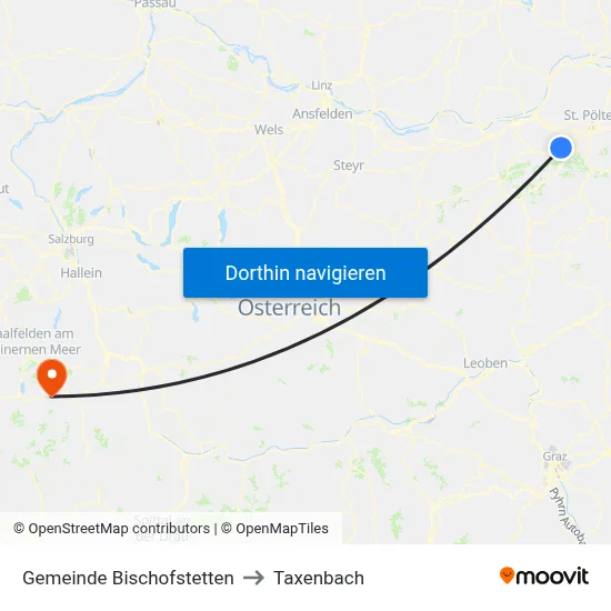 Gemeinde Bischofstetten to Taxenbach map
