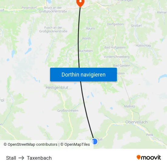 Stall to Taxenbach map