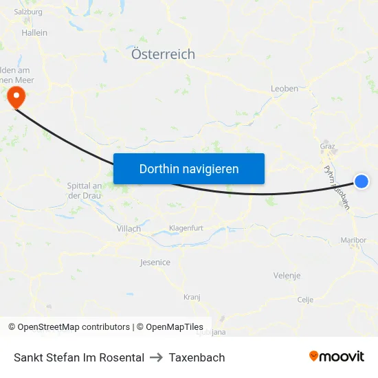 Sankt Stefan Im Rosental to Taxenbach map