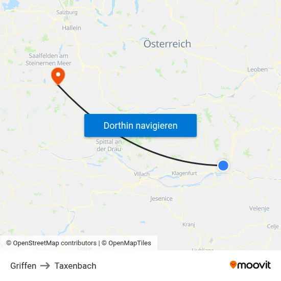 Griffen to Taxenbach map