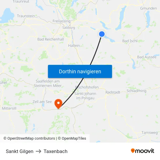 Sankt Gilgen to Taxenbach map